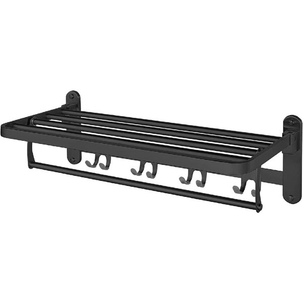 Gracie Oaks Ruen Metal Tiered Shelf with Towel Bar Wayfair